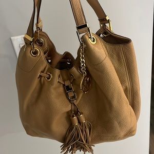 Tan and gold leather MK bag with tan inside